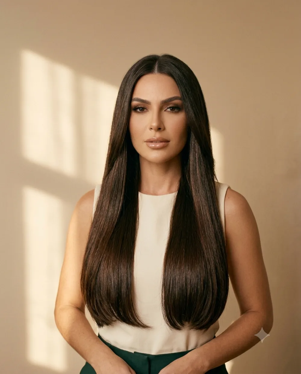 Cabelo finalizado com produtos Hadar